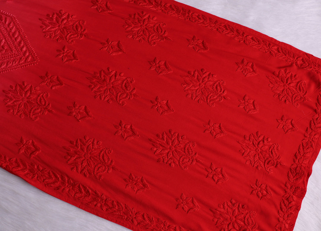 Nagma Coral Red 2 piece Rayon set