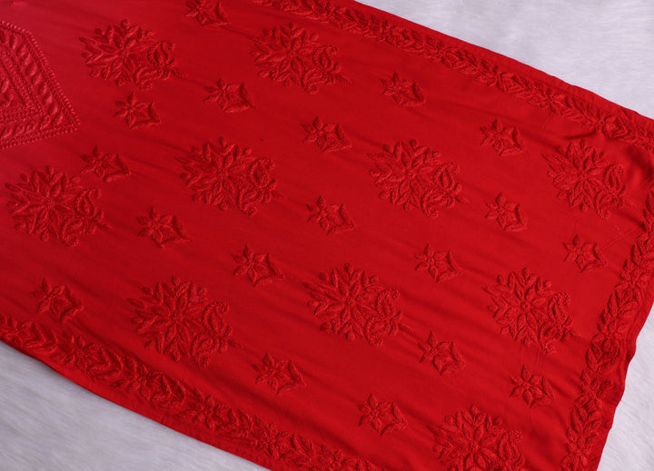 Nagma Coral Red 2 piece Rayon set