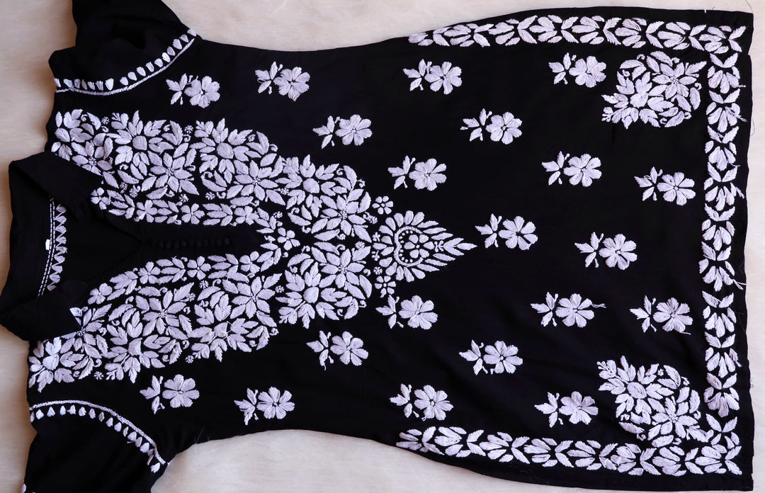 Maahi Black Rayon Coord set - Noor Chikankari