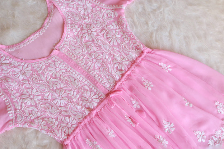 Baby Pink & White Georgette Frock