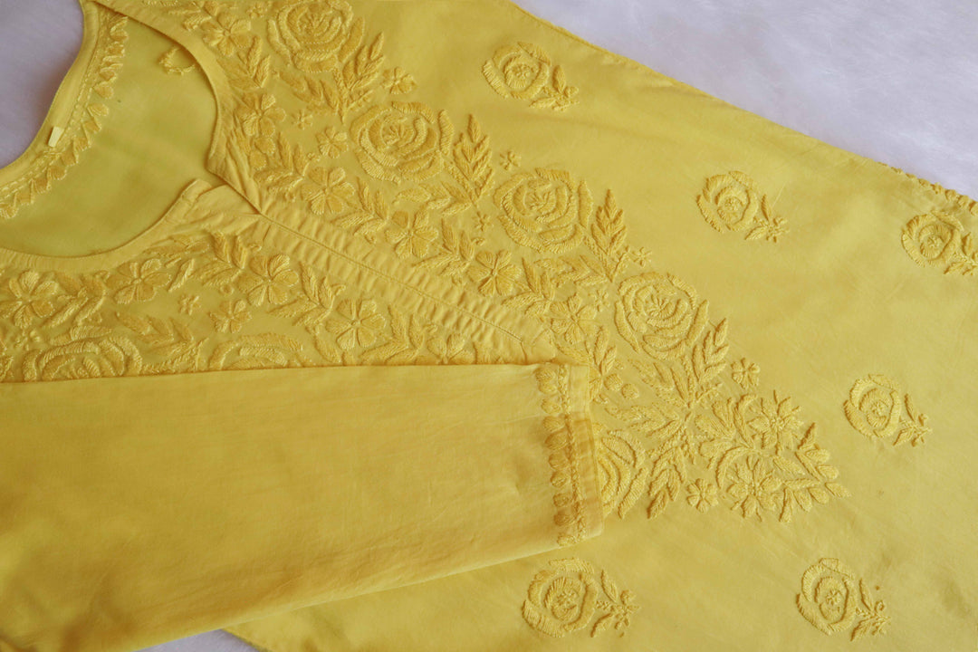 Noura Yellow Pure Mulmul Kurta