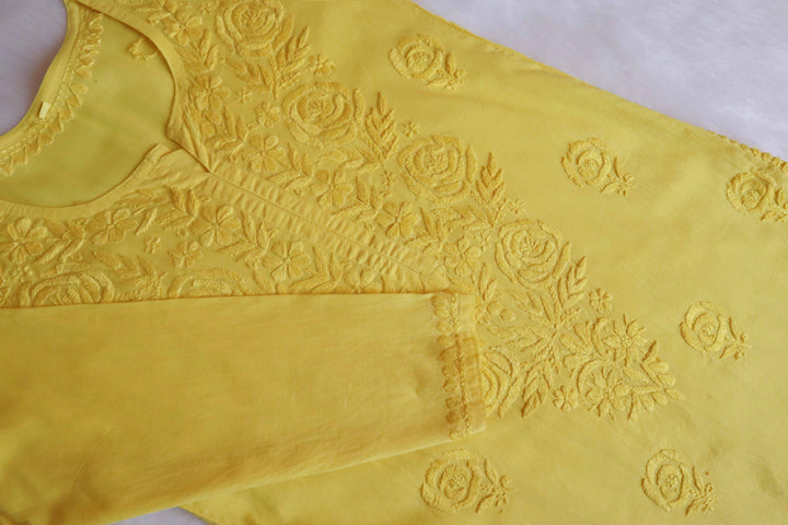 Noura Yellow Pure Mulmul Kurta