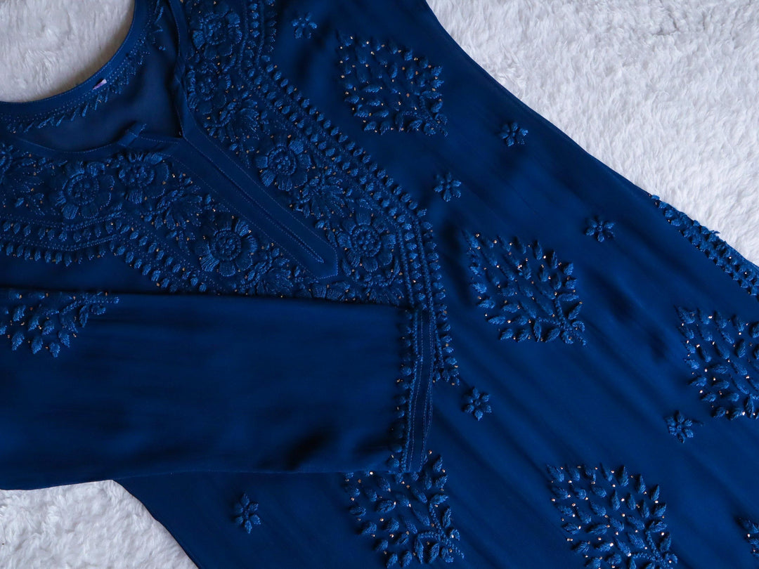 Hoor Royal Blue Viscose Georgette Kurta