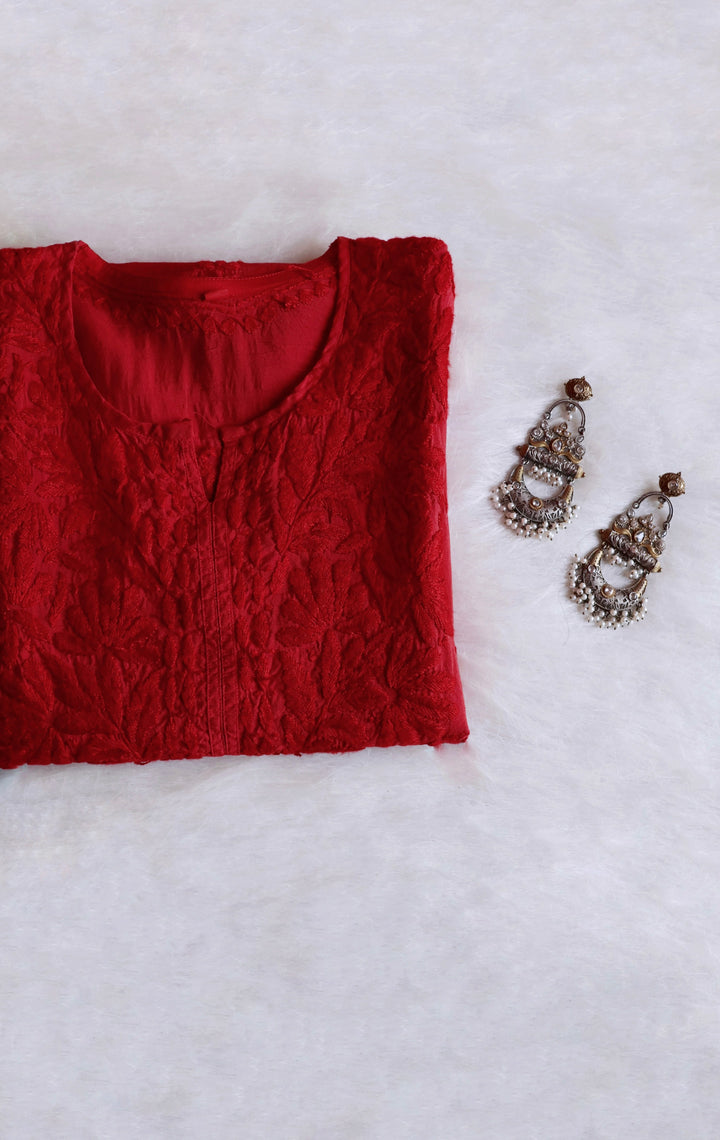 Alanah Red Chanderi Kurta