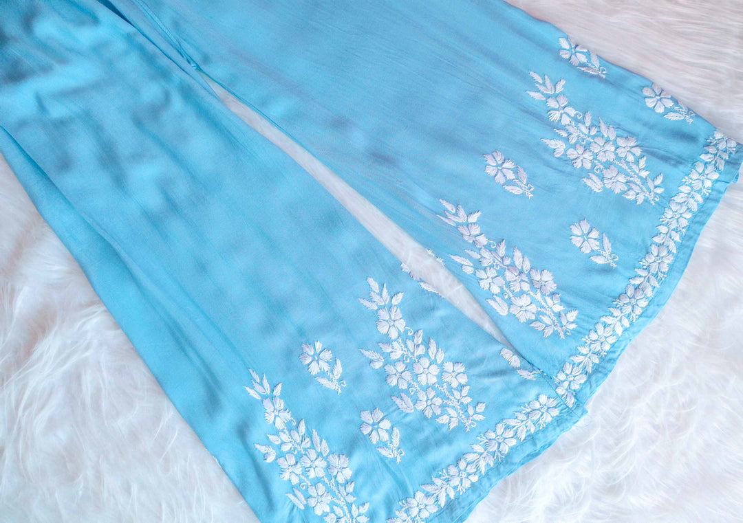 Zahrah Sky Blue Rayon Kurta Pant set