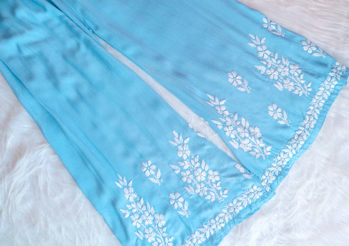 Zahrah Sky Blue Rayon Kurta Pant set