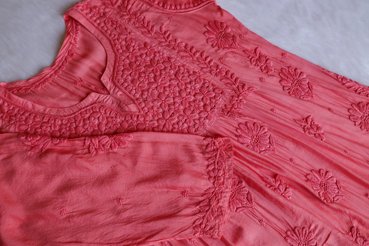 Hoor Rose Pink 10D Pure Muslin Kurta Set