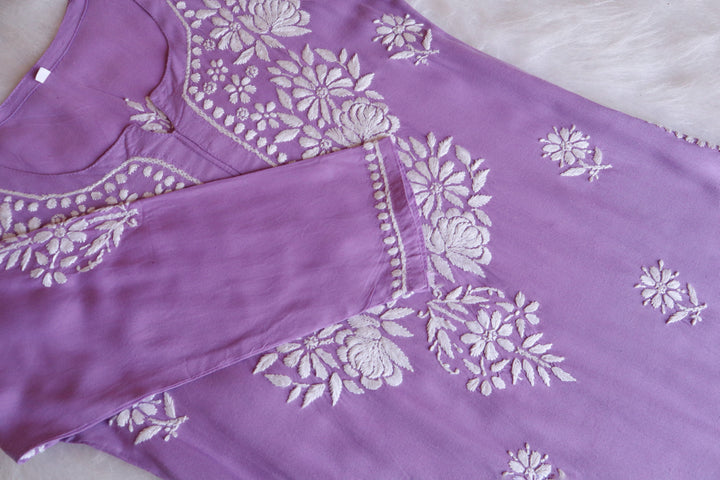 Gul Lavender Rayon Kurta Pant set