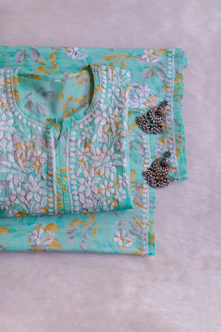 Ayra Mint Green Pure Mulmul set