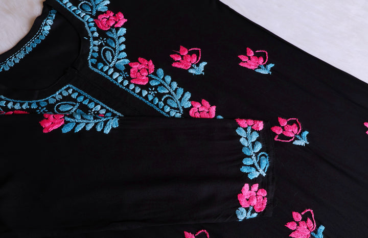 Gulaab Black, Blue & Pink Rayon Kurta Set
