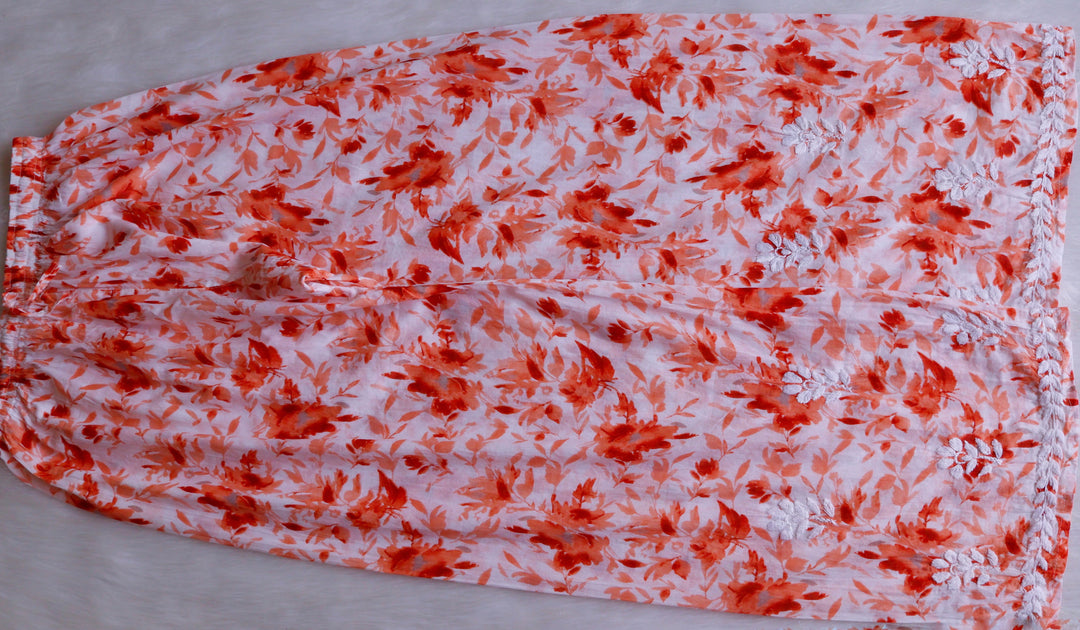 Abhira Peach Pure Mulmul set - Noor Chikankari