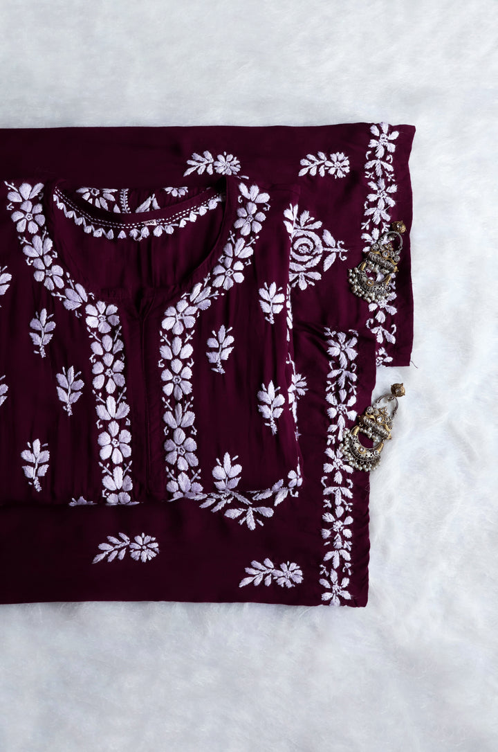Mahnoor Deep Plum Pure Modal set