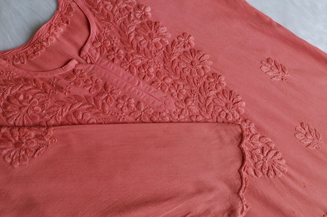 Gul Rose Brown Scalloped Short Kurta