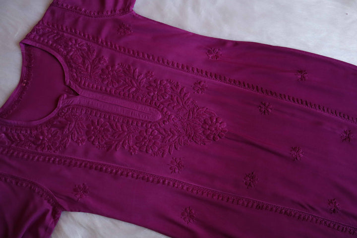 Zainab Deep Purple Ombre Long Rayon Kurta
