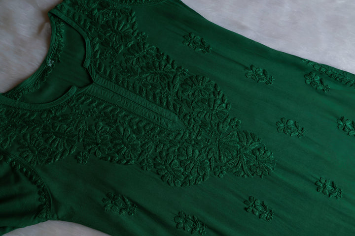 Amirah Deep Green Long Rayon kurta