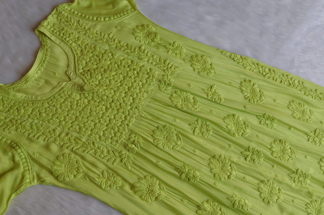 Hoor Lime Green 10D Pure Muslin Kurta Set