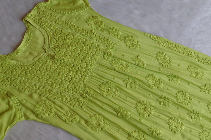 Hoor Lime Green 10D Pure Muslin Kurta Set