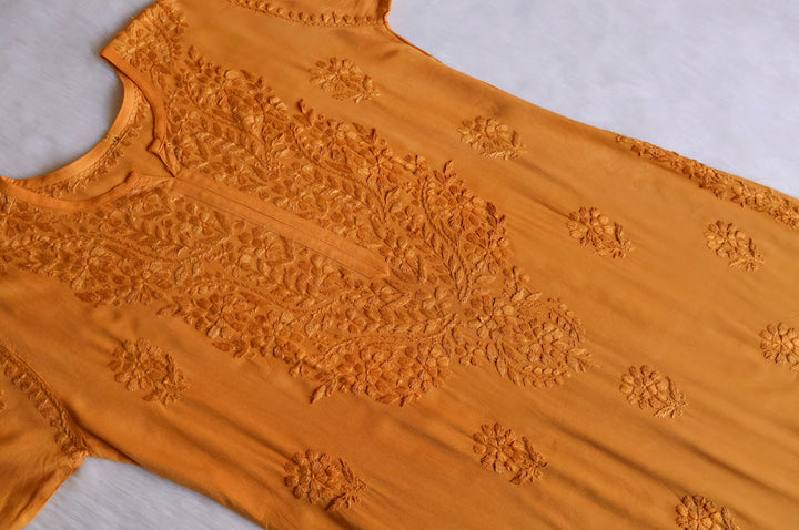 Duaa Mustard Ombre Long Rayon Kurta
