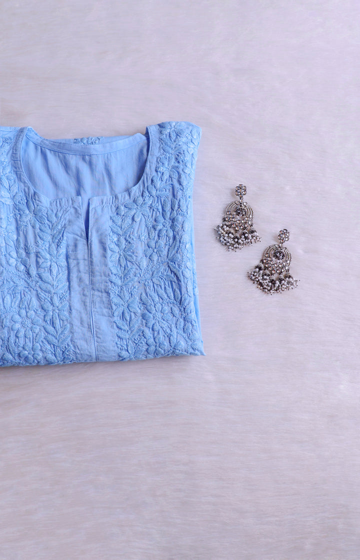 Anah Ice Blue Pure Cotton Kurta
