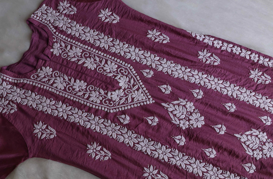 Alizah Dusty Purple Linen Chanderi Mukaish Kurta