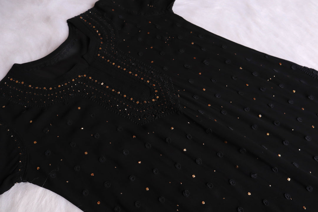 Mahaa Black Viscose Georgette Kurta