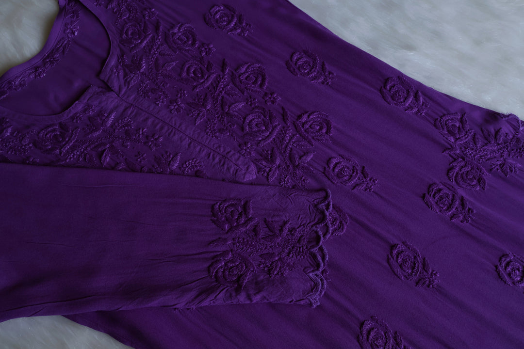 Gul Deep Purple Scalloped Rayon set