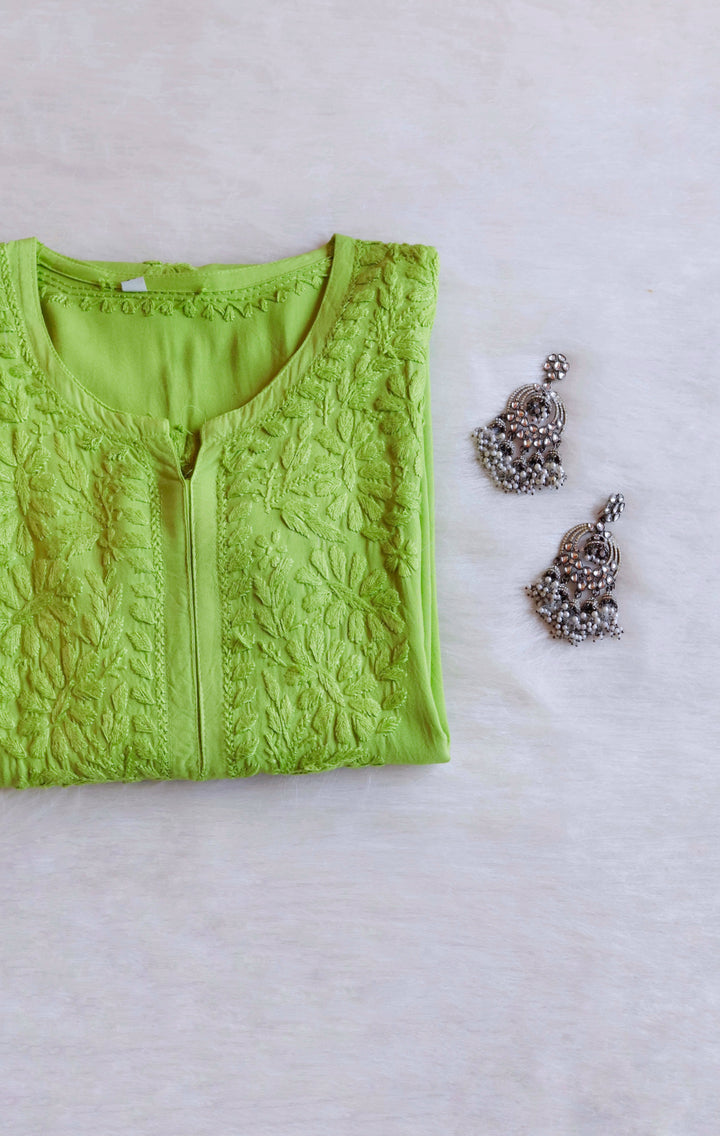 Amirah Lime Green Long Rayon kurta