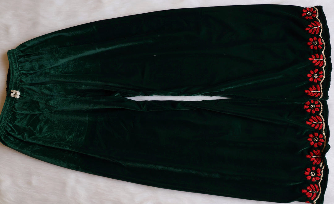Makhmali Deep Green Pure Velvet set