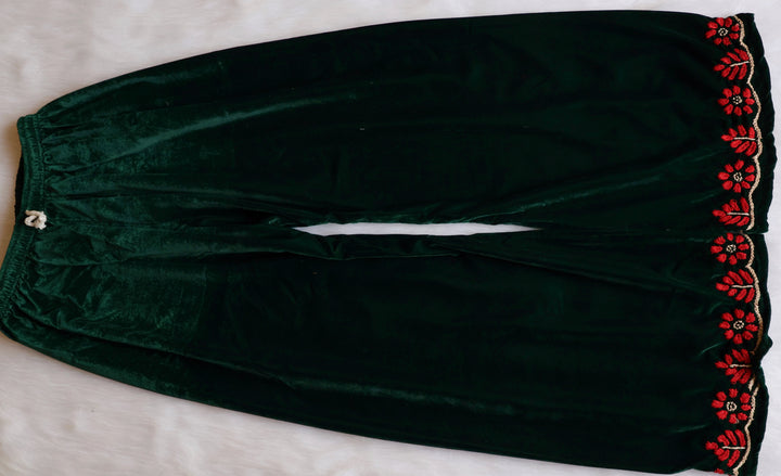 Makhmali Deep Green Pure Velvet set