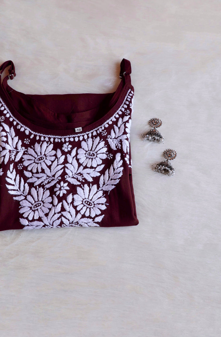 Farhaa Chocolate Brown Short Sleeveless Kurta