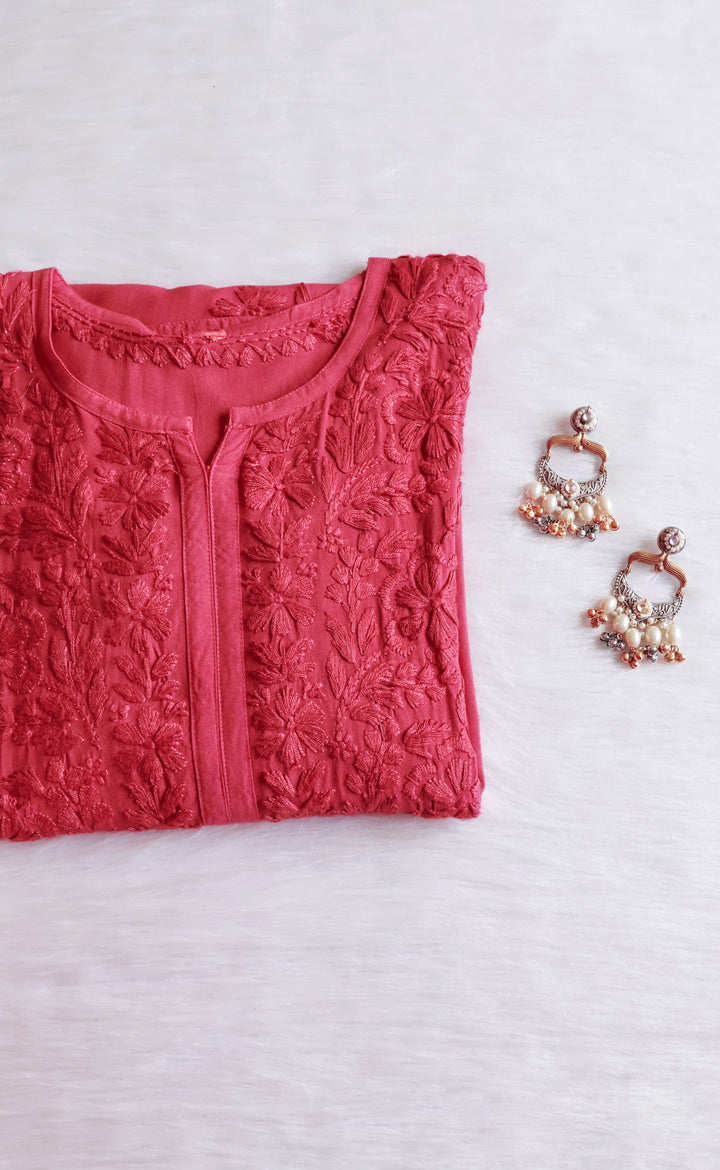 Sanam Rose Brown Ombre Long Rayon Kurta