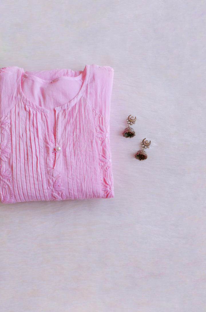 Noor Baby Pink Pure Cotton Midi Dress