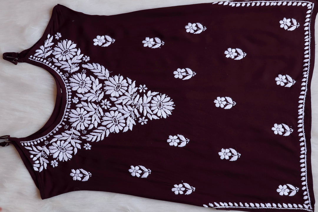 Farhaa Chocolate Brown Short Sleeveless Kurta