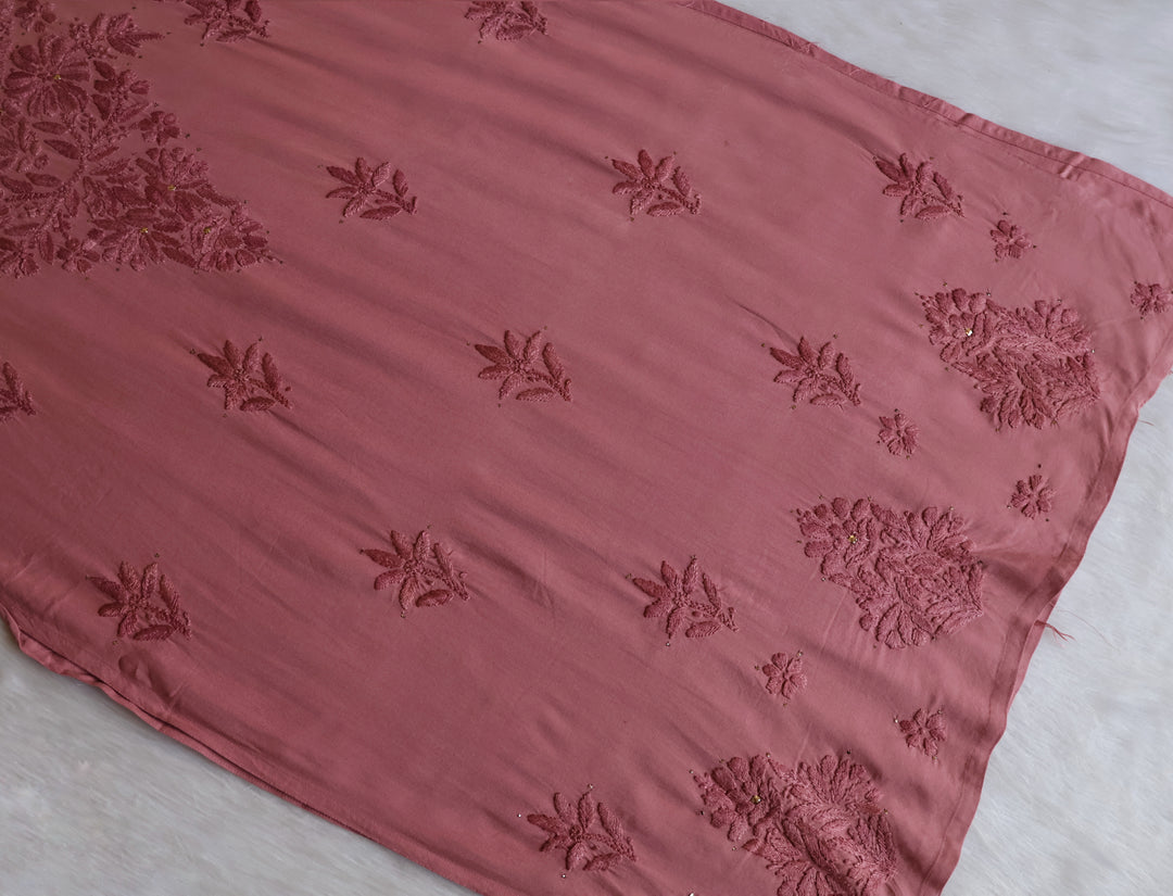 Naira Rose Brown Rayon Mukaish 3 Piece Set