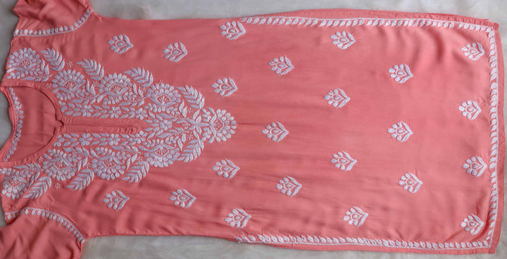 Raaha Pastel Peach Long Rayon kurta