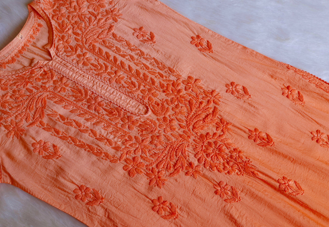 Ruhaab Peach Pure Chanderi set