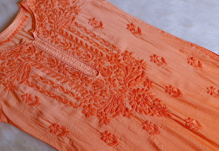 Ruhaab Peach Pure Chanderi set