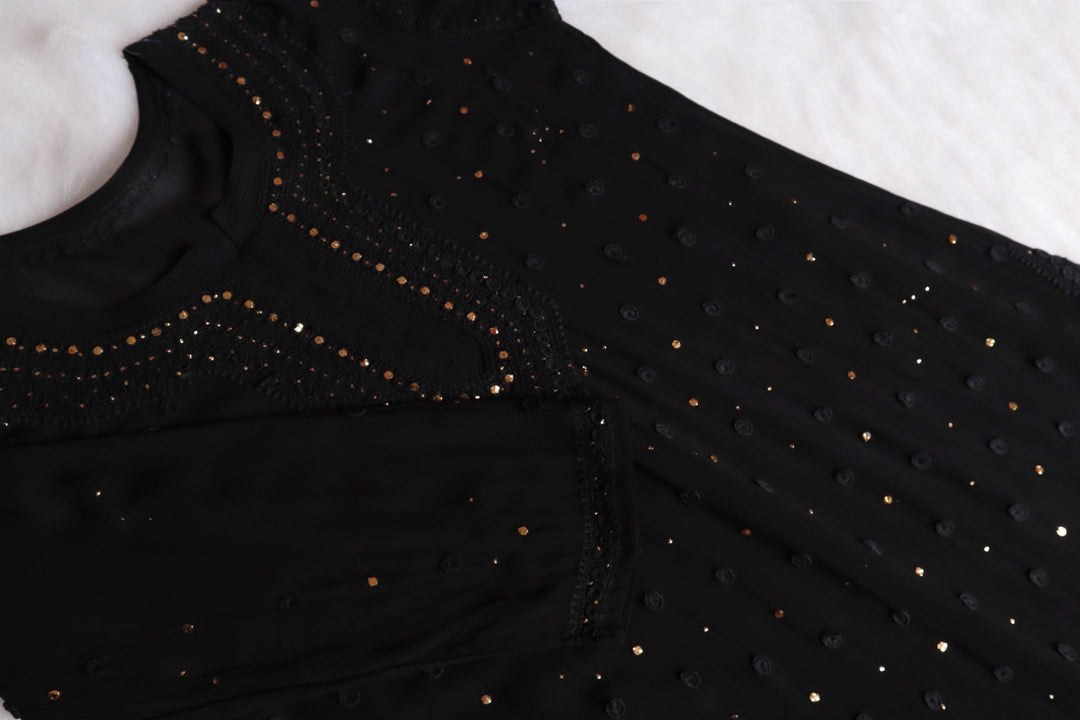 Mahaa Black Viscose Georgette Kurta