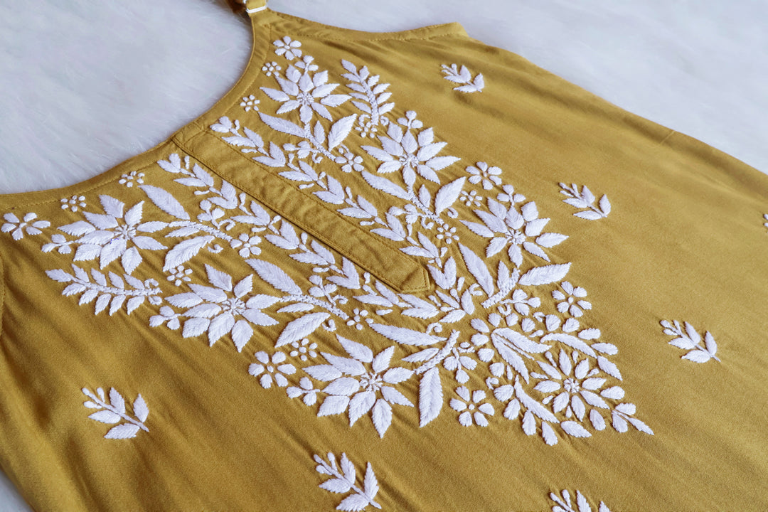 Mirha Mustard Short Sleeveless Kurta