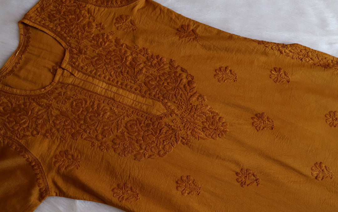 Jannat Mustard Chanderi Kurta