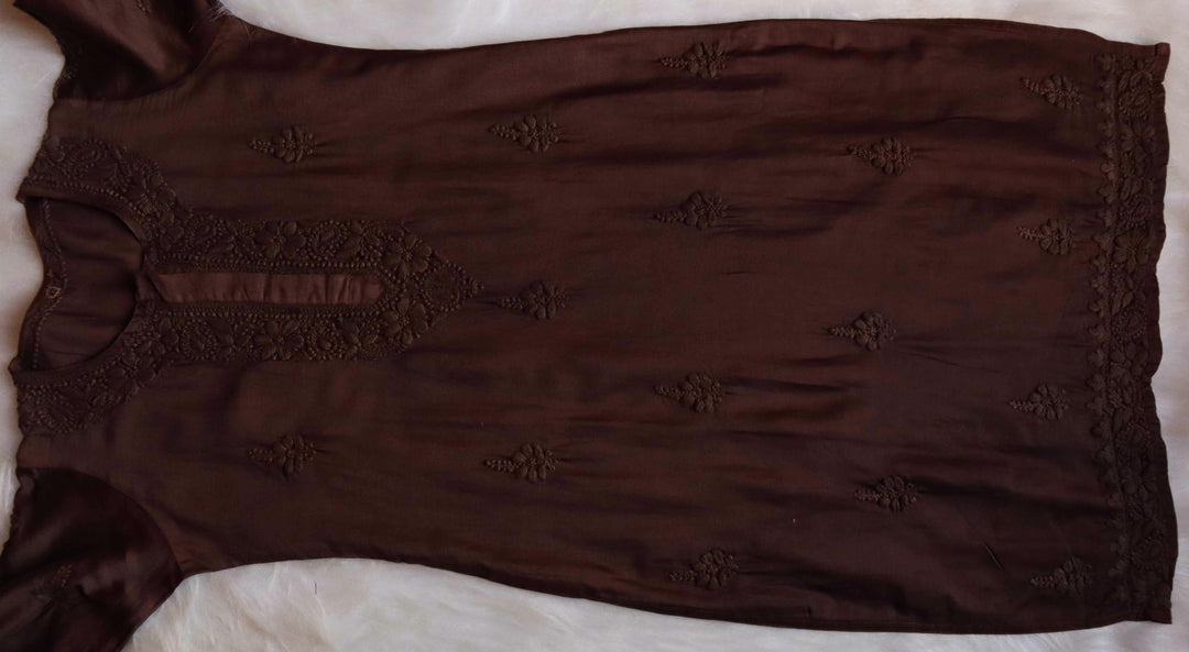 Zimra Luxe Chocolate Brown 3 Piece Pure Chanderi set