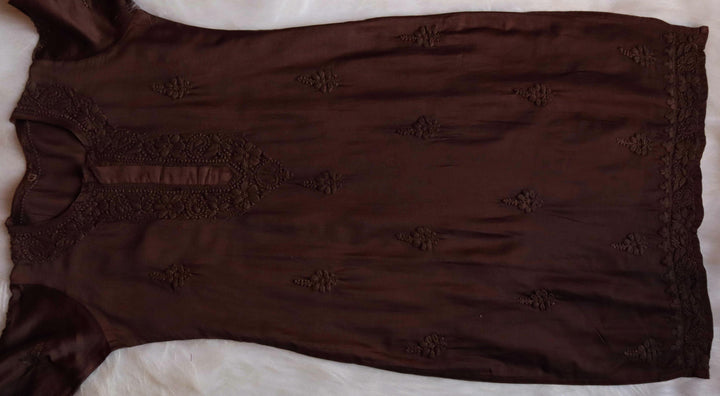 Zimra Luxe Chocolate Brown 3 Piece Pure Chanderi set