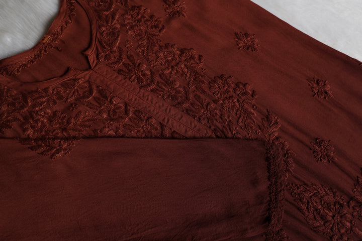 Sarah Chocolate Brown Long Ombre Rayon Kurta