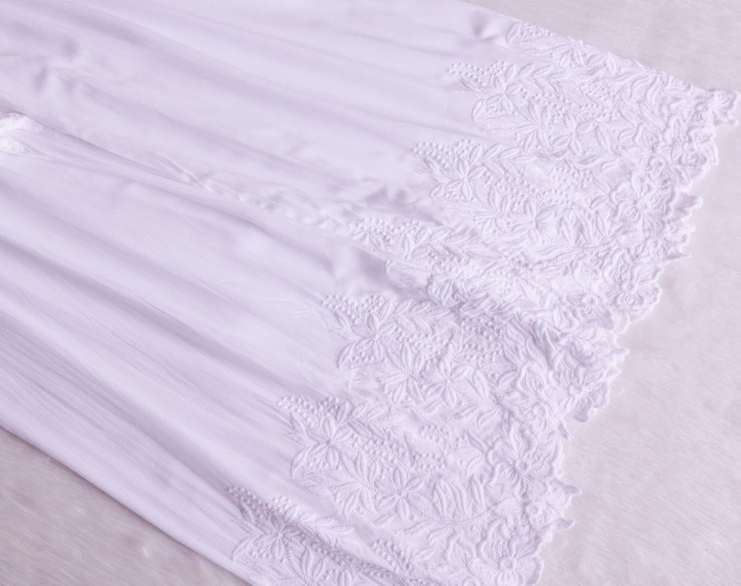 White Chikankari Cutwork Rayon Palazzo