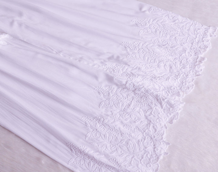 White Chikankari Cutwork Rayon Palazzo