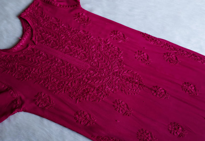 Duaa Deep Plum Long Ombre Rayon Kurta