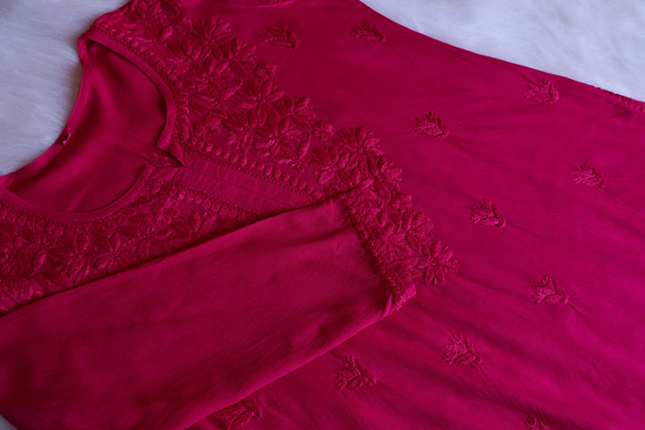 Nora Deep Pink Short Rayon Kurta
