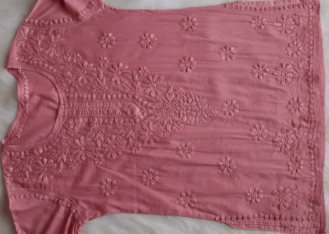 Nazakat Rose Brown Cotton short kurta