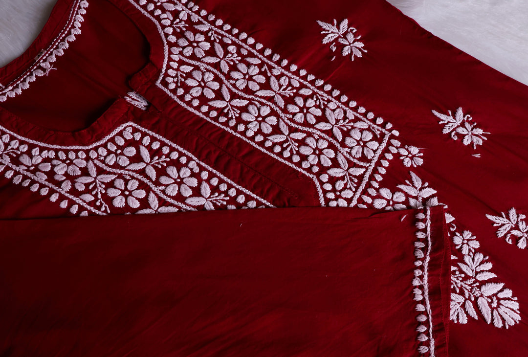 Waliya Maroon Cotton Kurta