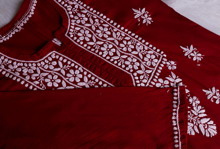 Waliya Maroon Cotton Kurta